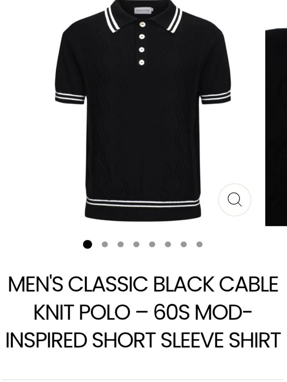 Oxknit Classic Black Cable Knit Polo Shirt with Contrast Trim